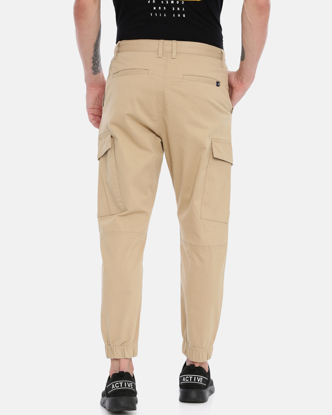 Shop Men Solid Casual Trousers-Back