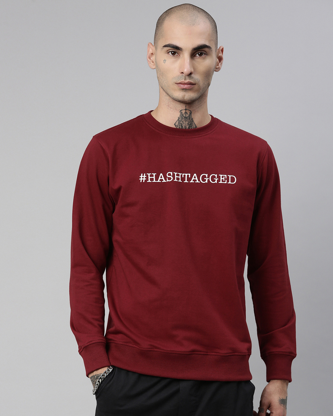 Buy Men's Maroon Printed Full Sleeve Sweatshirt Online at Bewakoof