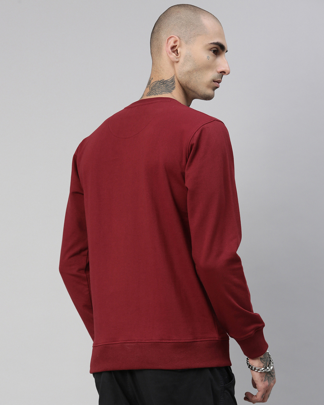 Shop Men's Maroon Printed  Full Sleeve Sweatshirt-Back