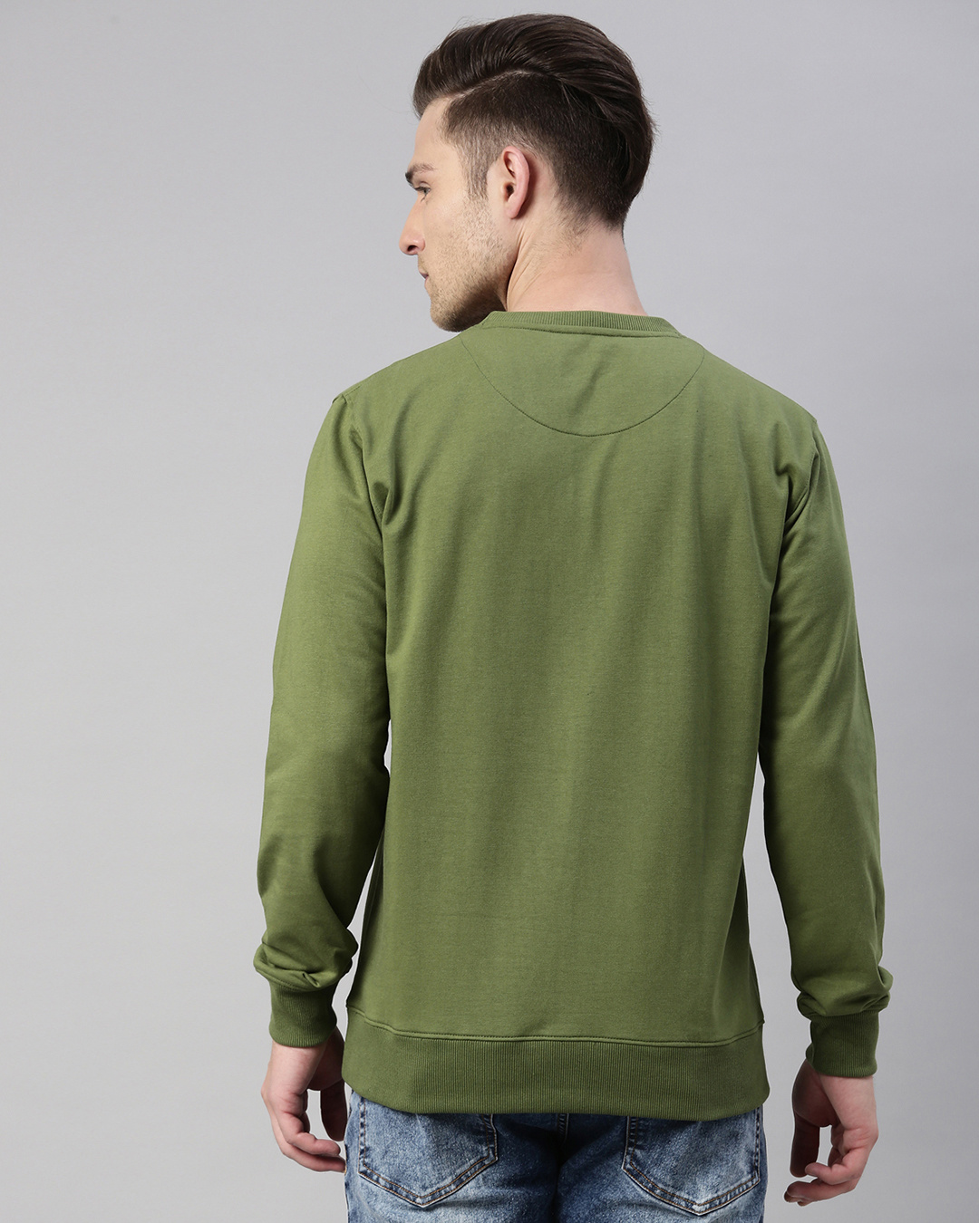 Shop Men's Green Printed  Full Sleeve Sweatshirt-Back