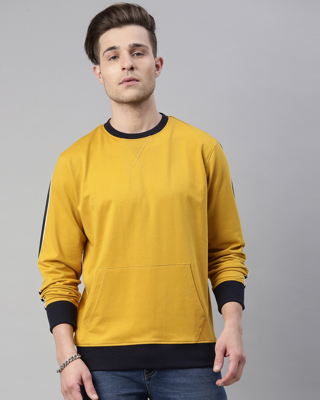 Buy Men's Yellow Solid Full Sleeve Sweatshirt for Men Yellow Online at ...