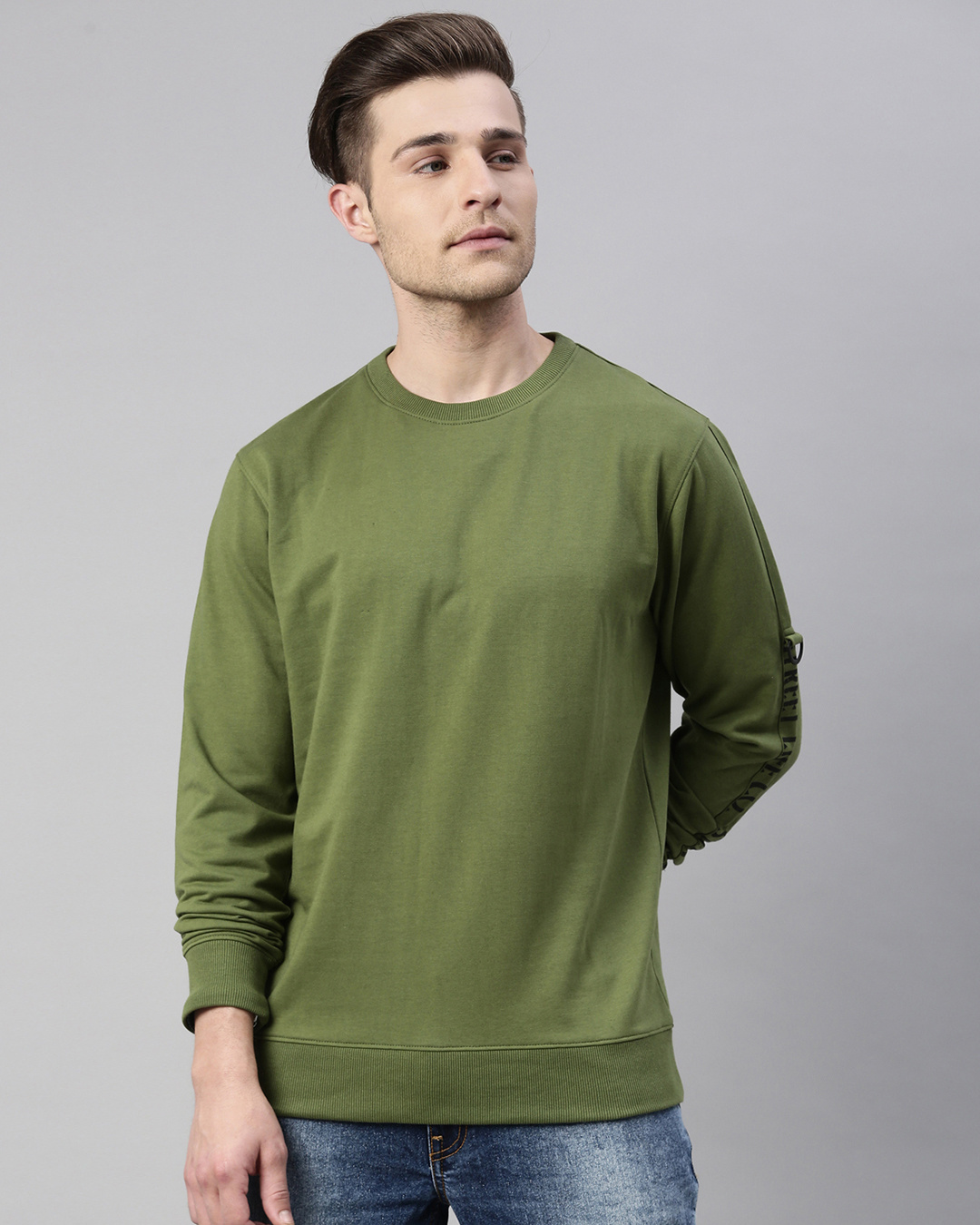 Buy Men's Green Solid Full Sleeve Sweatshirt for Men Green Online at