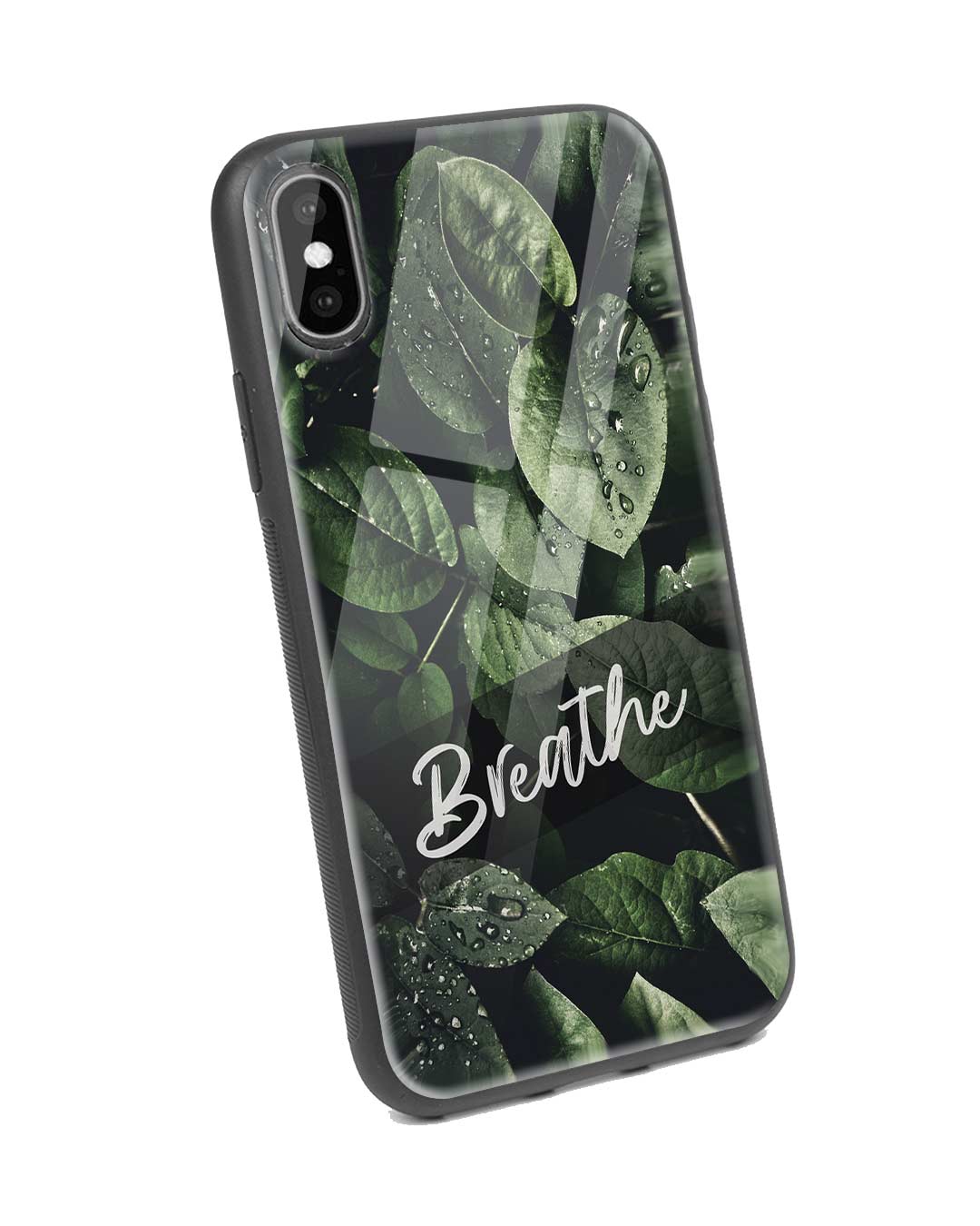 Shop Breathe Green iPhone X Glass Mobile Cover-Back