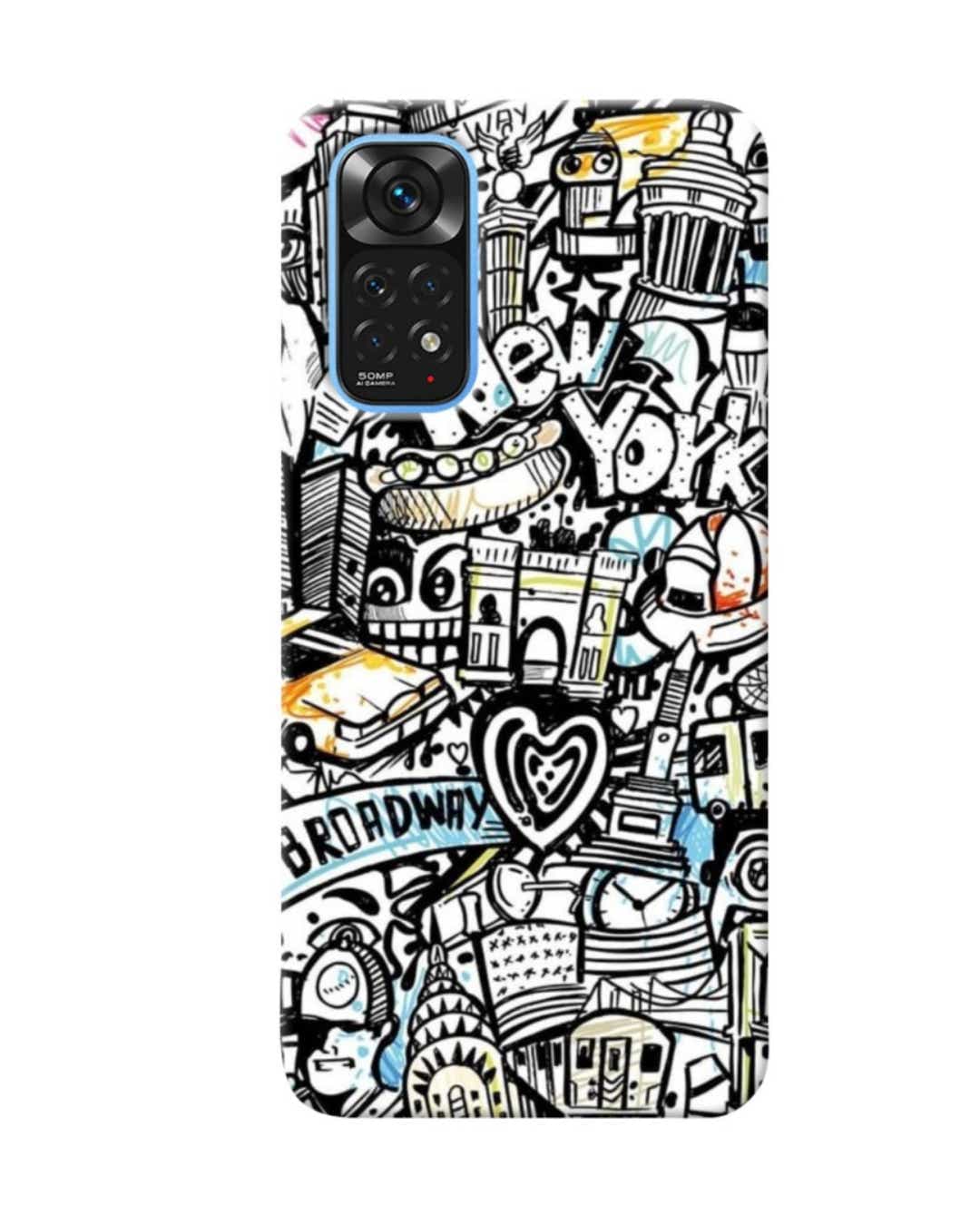 Shop Broadway Abstract Printed Designer Hard Cover For Redmi Note 11 (Impact Resistant, Matte Finish)-Front