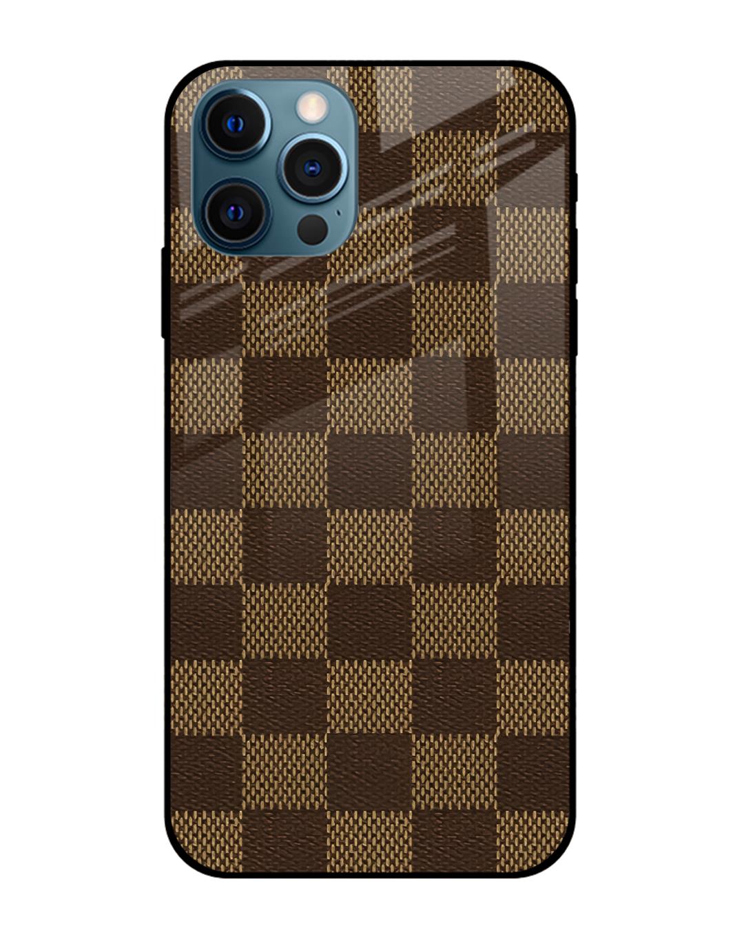 LV Black Gold Glass Case for iPhone 13