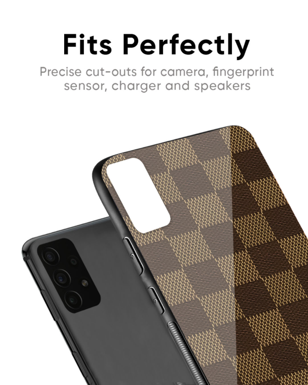Shop Brown Block Premium Glass Case for OnePlus 8 (Shock Proof, Scratch Resistant)-Back