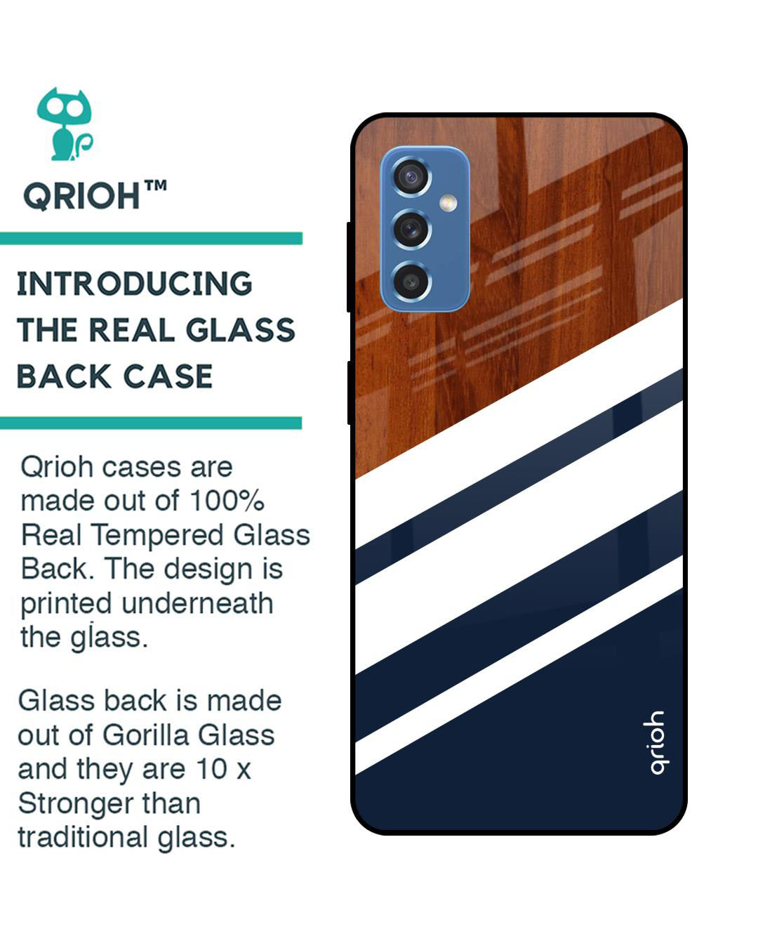 Shop Bold Stripes Printed Premium Glass Cover for Samsung Galaxy M52 5G(Shock Proof, Lightweight)-Back