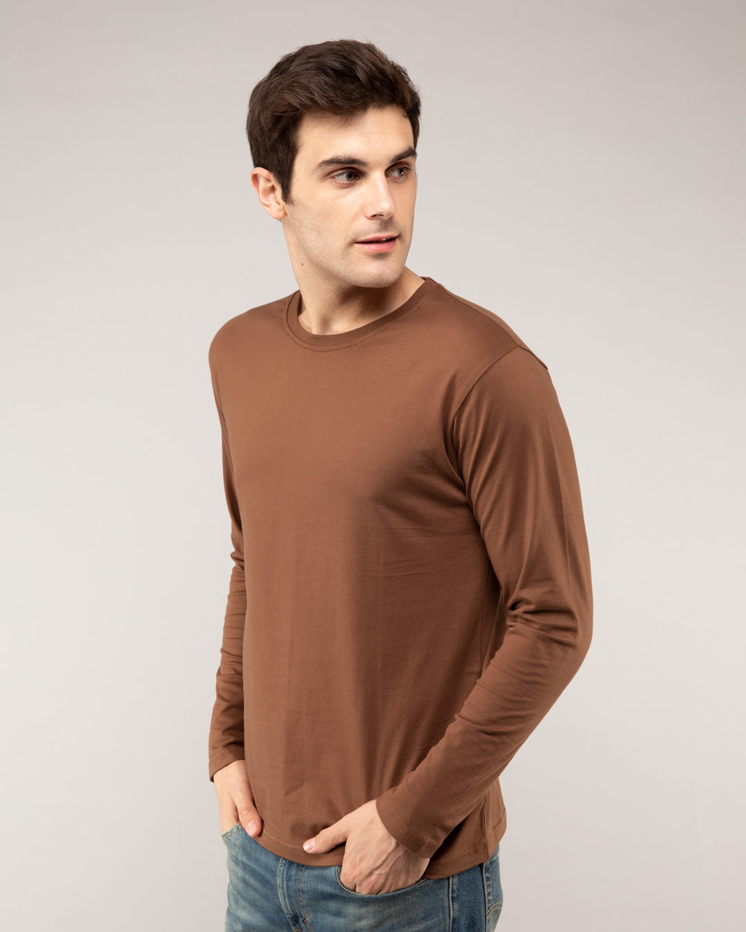 Shop Brown Full Sleeve T-Shirt-Back