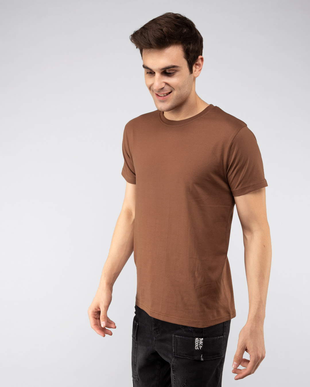 Shop Brown Half Sleeve T-Shirt-Back