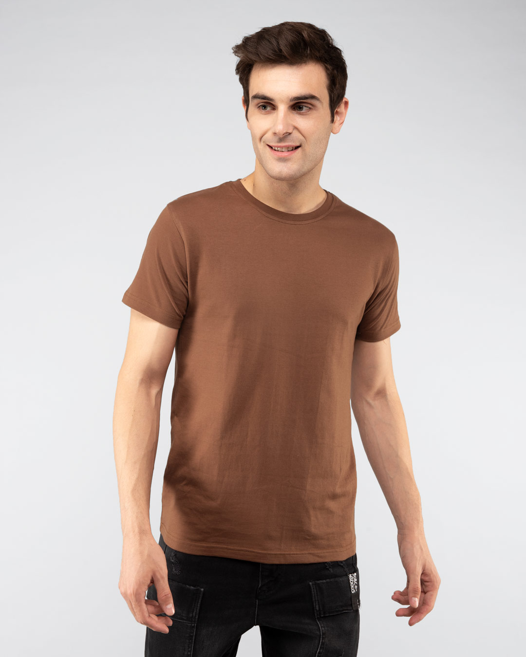 Buy Brown Plain Half Sleeve T-Shirt For Men Online India @ Bewakoof.com