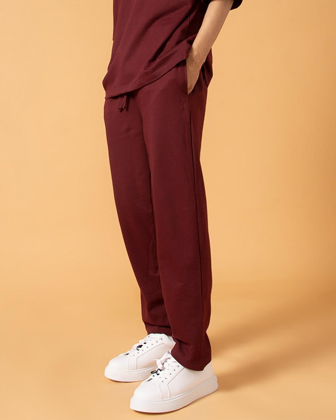 Shop Men's Barn Red Relaxed Fit Joggers-Back