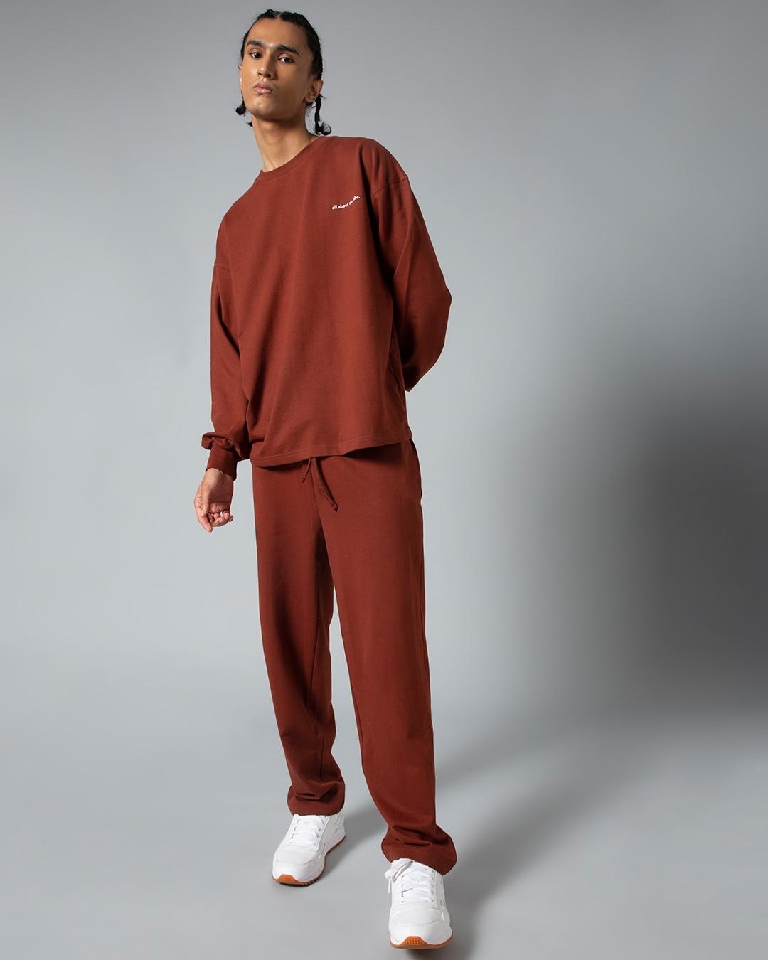 Shop Men's Rust Fox Relaxed Fit Joggers-Back