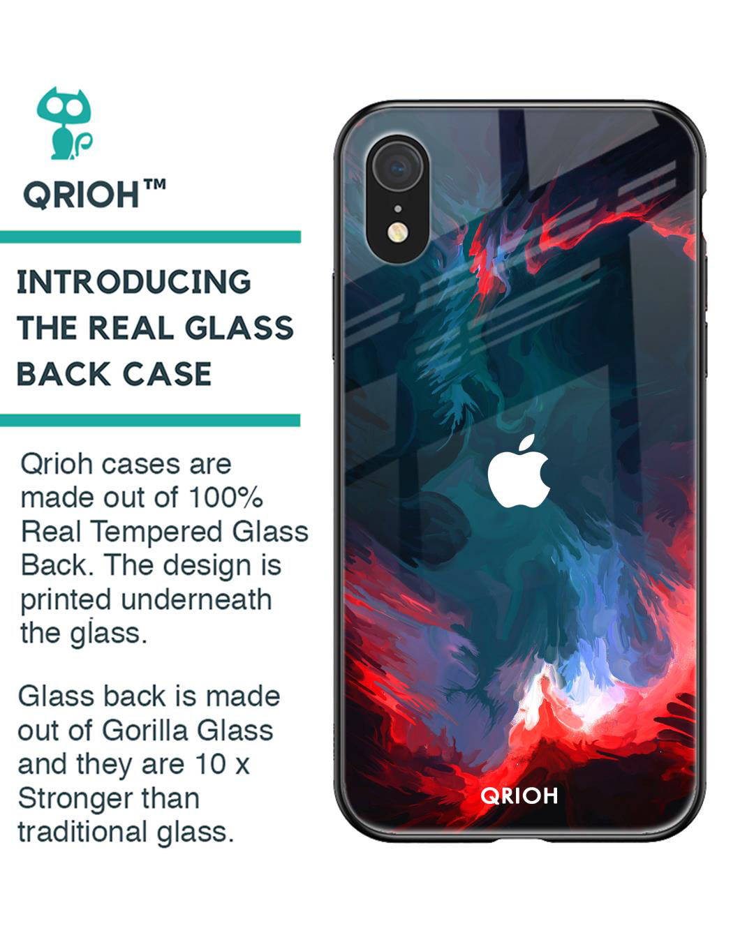 Shop Brush Art Abstract Printed Premium Glass Cover for iPhone XR (Shock Proof, Lightweight)-Back