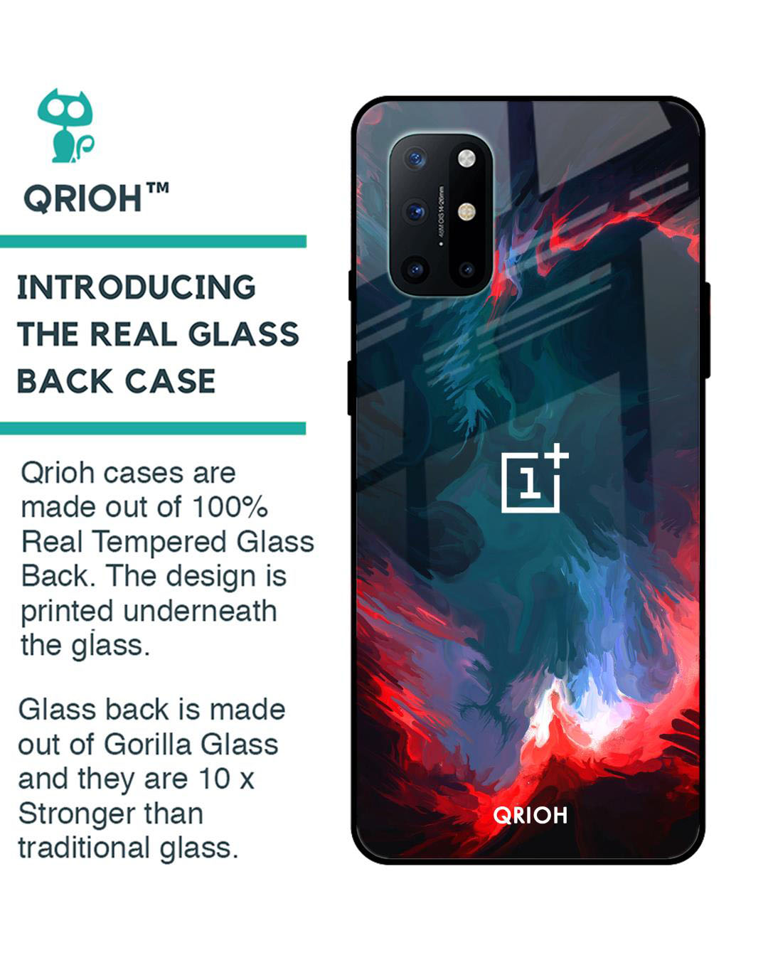 Shop Brush Art Abstract Printed Premium Glass Cover for OnePlus 8T (Shock Proof, Lightweight)-Back