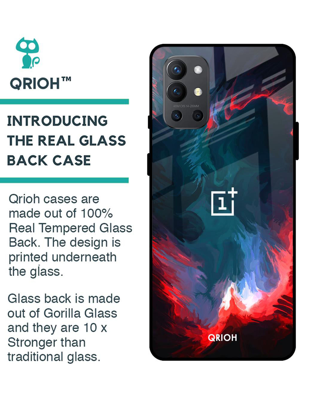 Shop Brush Art Abstract Printed Premium Glass Cover for OnePlus 9R (Shock Proof, Lightweight)-Back