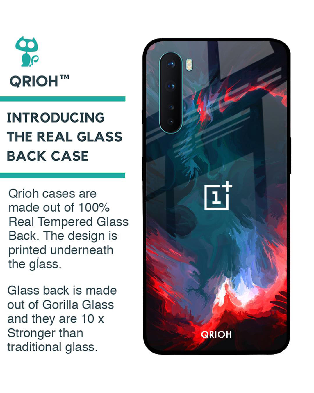 Shop Brush Art Abstract Printed Premium Glass Cover for OnePlus Nord (Shock Proof, Lightweight)-Back