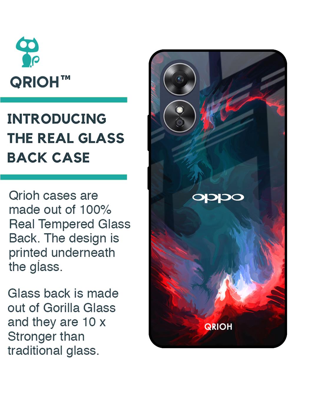 Shop Brush Art Printed Premium Glass Case For OPPO A17 (Shock Proof,Scratch Resistant)-Back