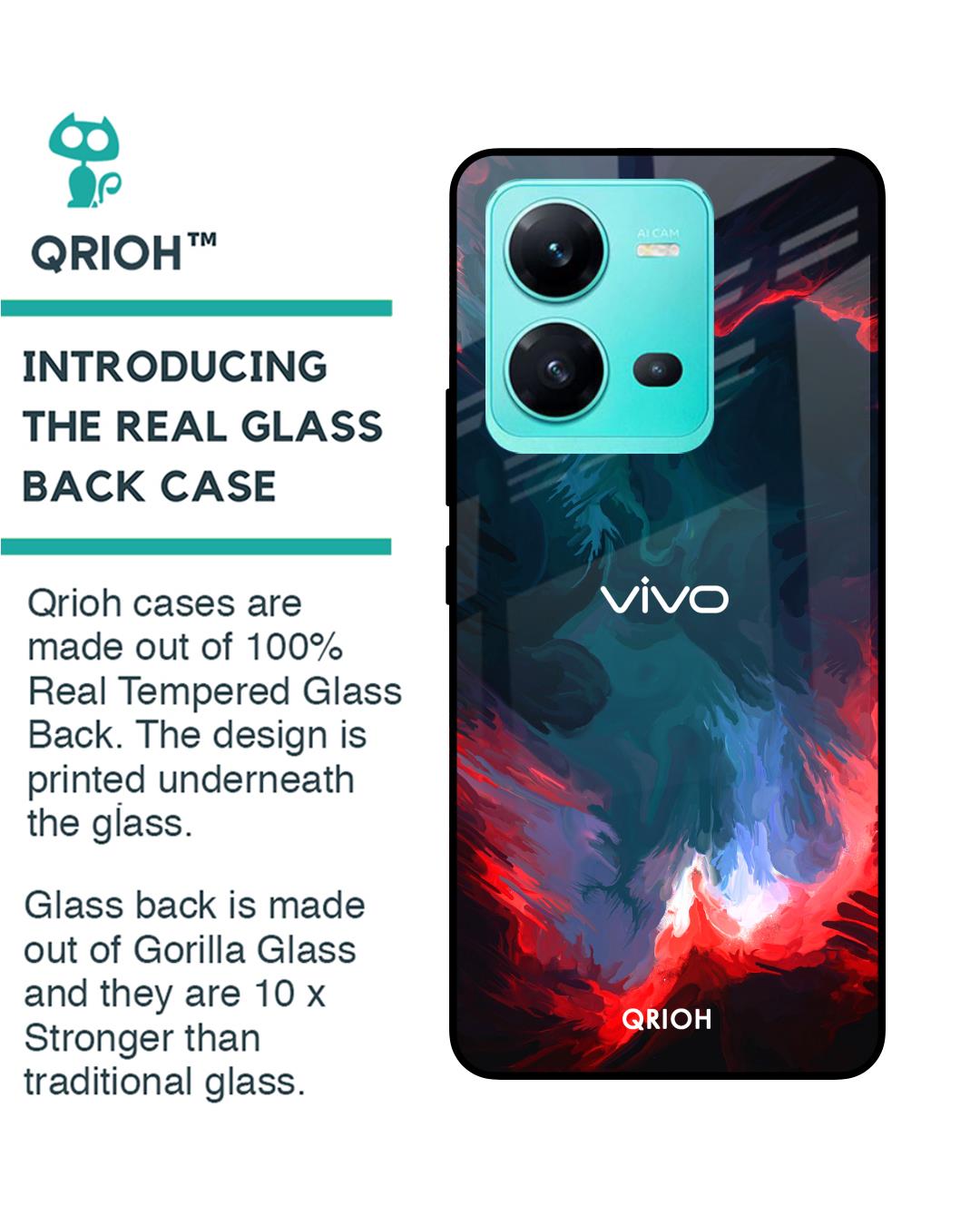 Shop Brush Art Printed Premium Glass Case For Vivo V25 (Shock Proof,Scratch Resistant)-Back