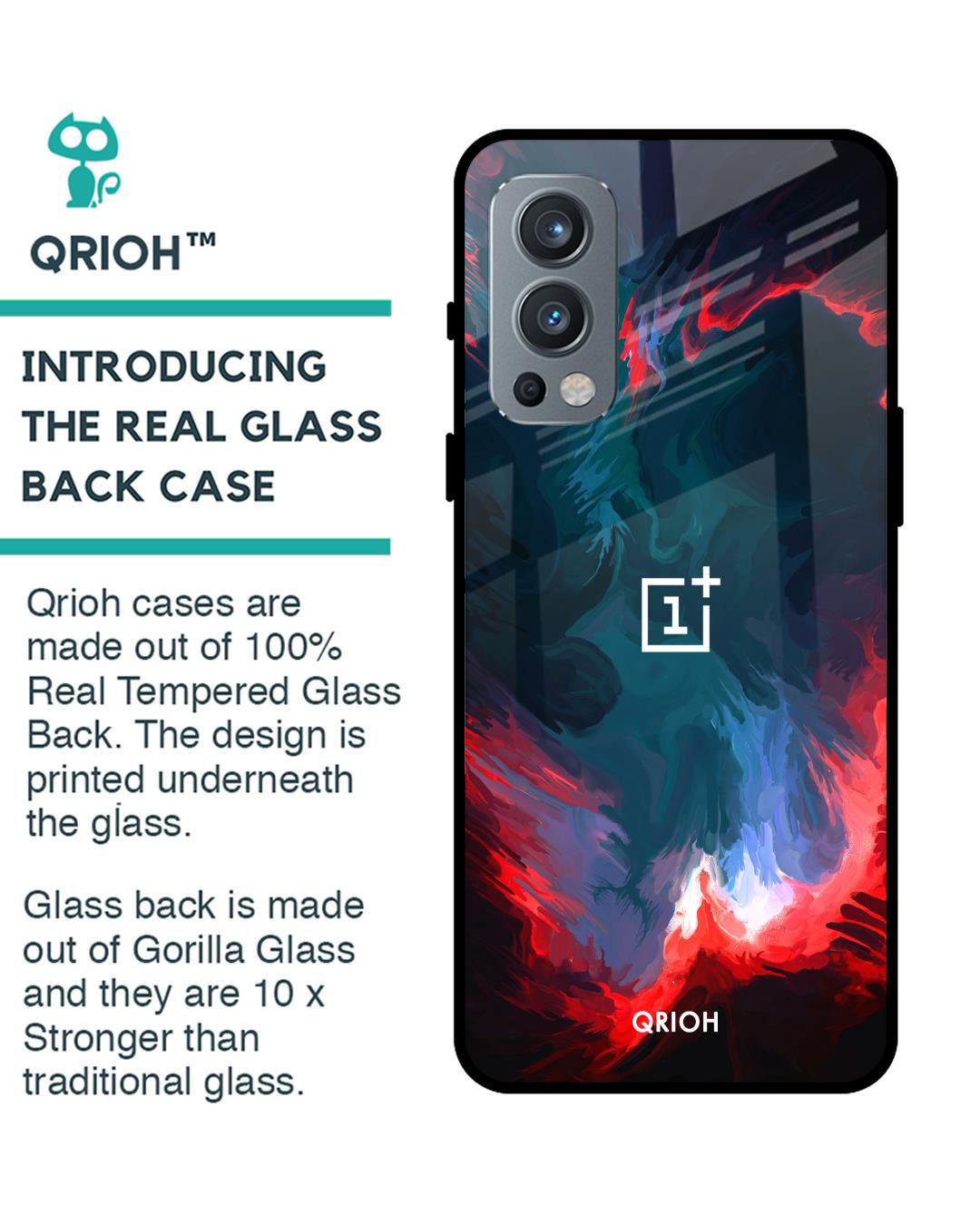 Shop Brush Art Printed Premium Glass Cover for OnePlus Nord 2 (Shock Proof, Lightweight)-Back