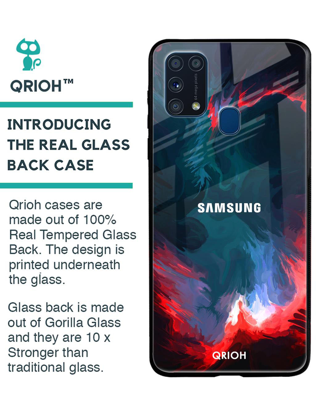 Shop Brush Art Printed Premium Glass Cover for Samsung Galaxy M31 (Shock Proof, Lightweight)-Back
