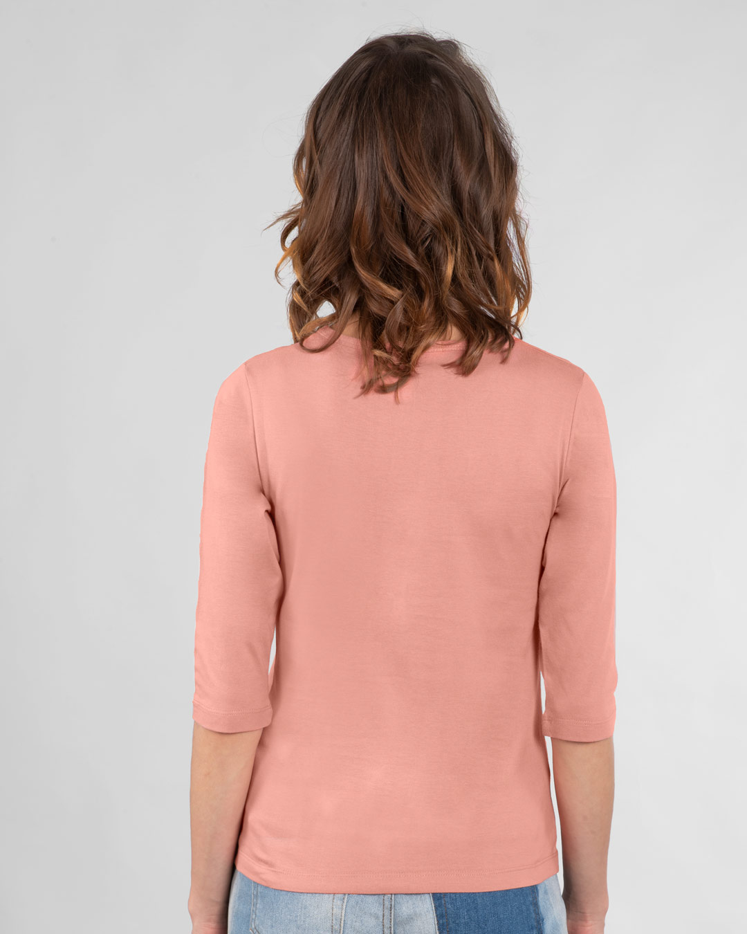 Shop Brush Stroke Whatever Round Neck 3/4 Sleeve T-Shirt Misty Pink-Back