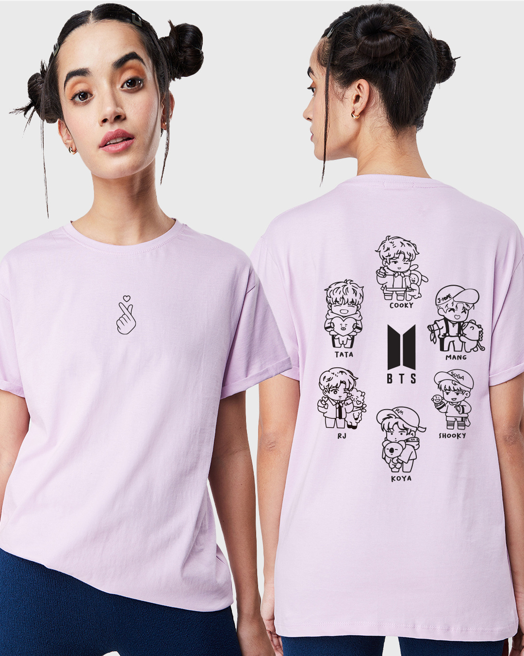 Buy Women's Purple BTS Squad Graphic Printed Boyfriend T-shirt Online ...