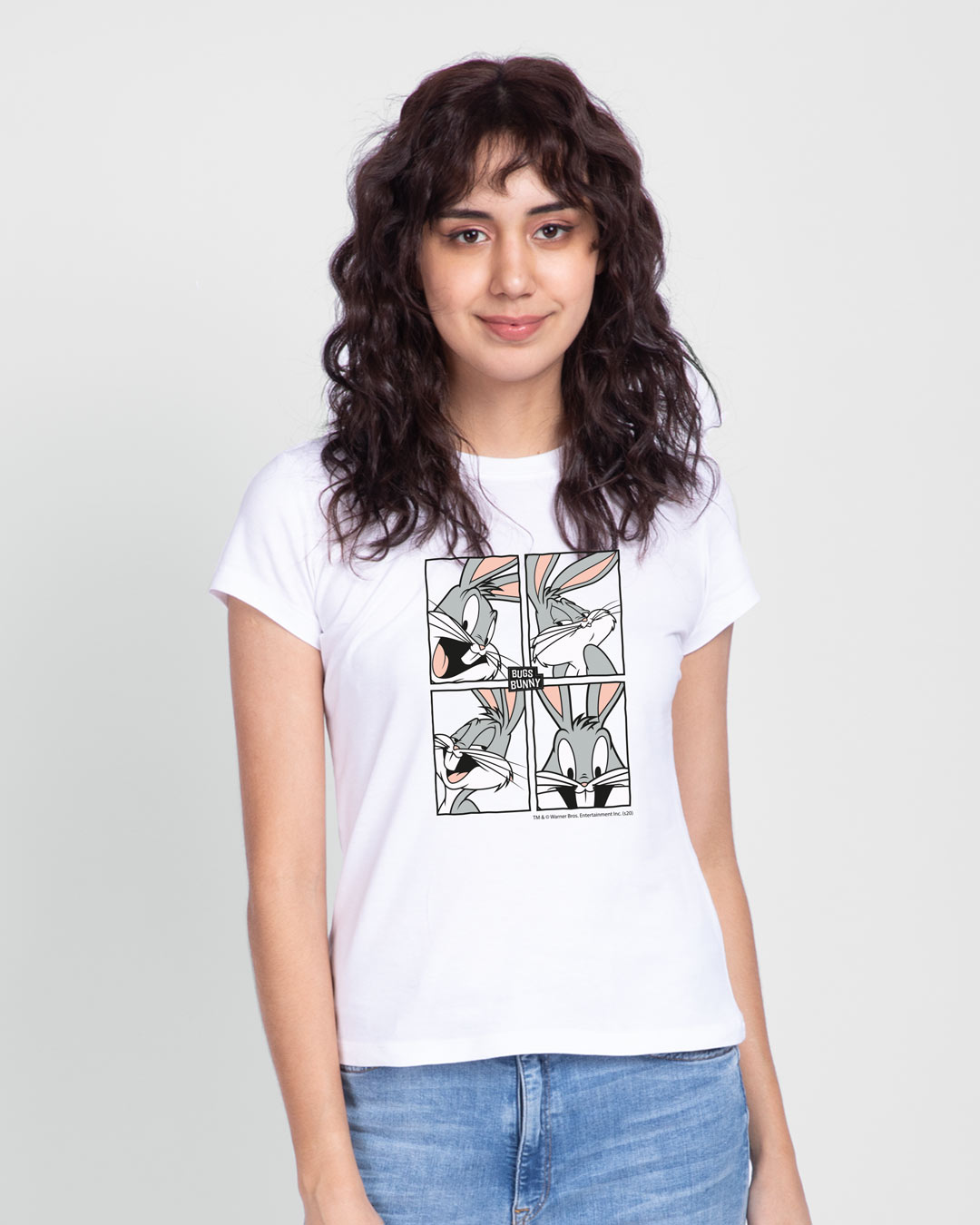 Shop Bugs Bunny Moods Half Sleeve Printed T-Shirt (LTL) White-Back