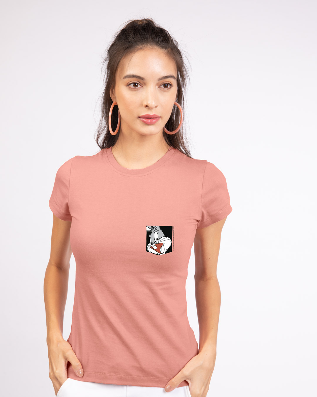 Shop Bugs On A Pocket Half Sleeve Printed T-Shirt Misty Pink (LTL) -Back