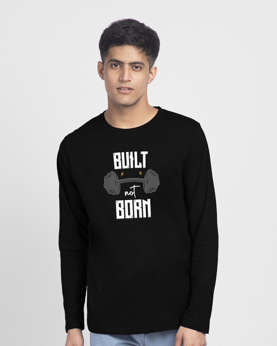 

Built Not Born Full Sleeve T-Shirt Black Men' Printed Full Sleeve T-Shirt Bewakoof.com