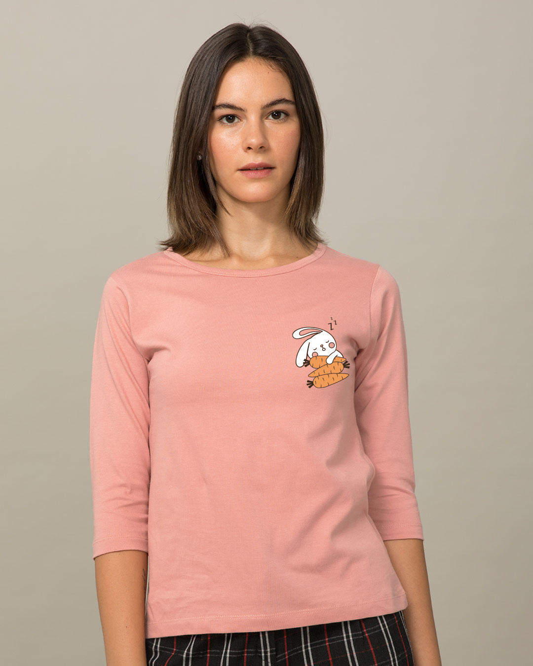 Shop Bunny Carrot Nap Round Neck 3/4th Sleeve T-Shirt-Back