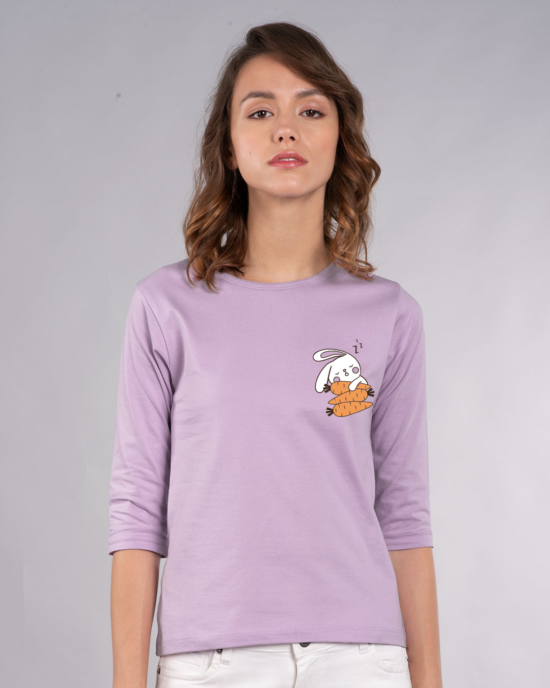 Shop Bunny Carrot Nap Round Neck 3/4th Sleeve T-Shirt-Back