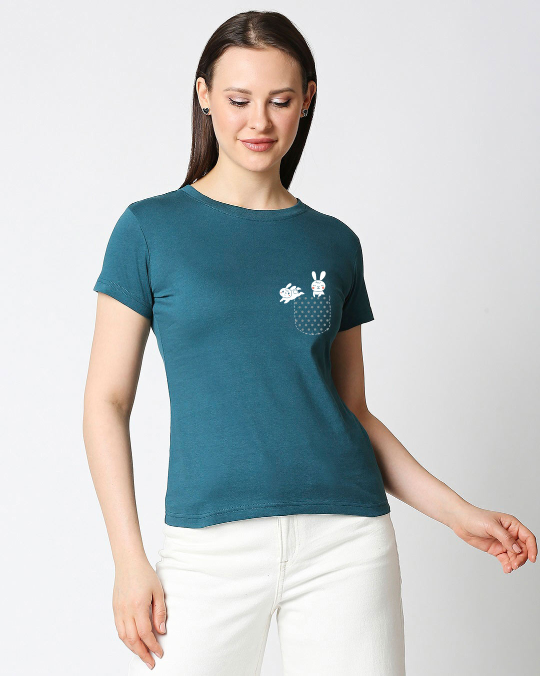 Shop Bunny Rabbit Pocket Printed Half Sleeve T-shirt-Back