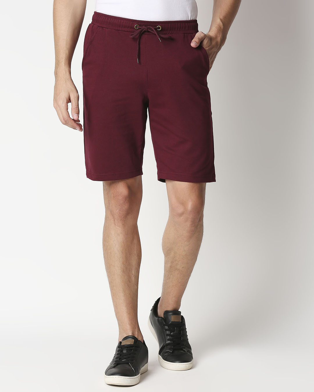 Shop Burgundy Casual Shorts-Back