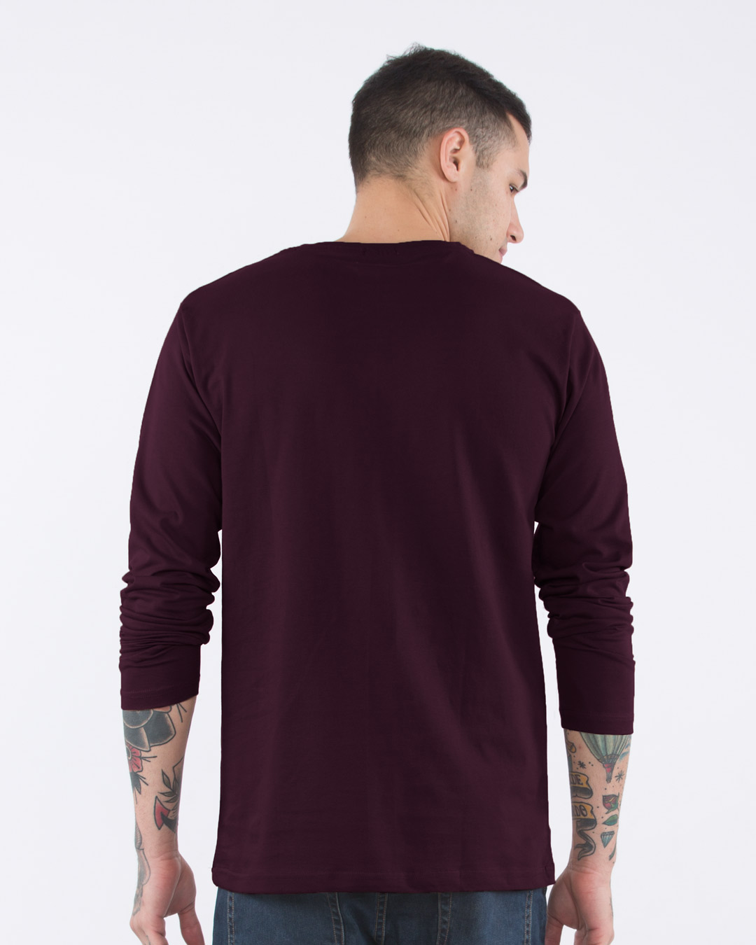 Buy Burgundy Full Sleeve T-Shirt for 