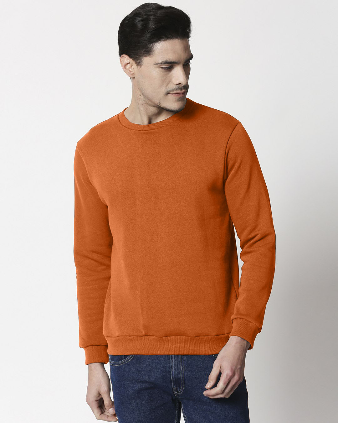 Buy Burnt Orange Fleece Sweatshirt Online At Bewakoof   Burnt Orange Fleece Sweatshirt 313809 1656187577 1 