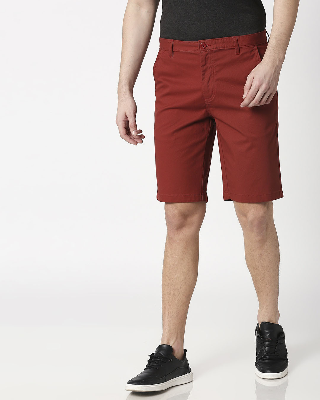 Shop Burnt Red Textured Men's Shorts-Back