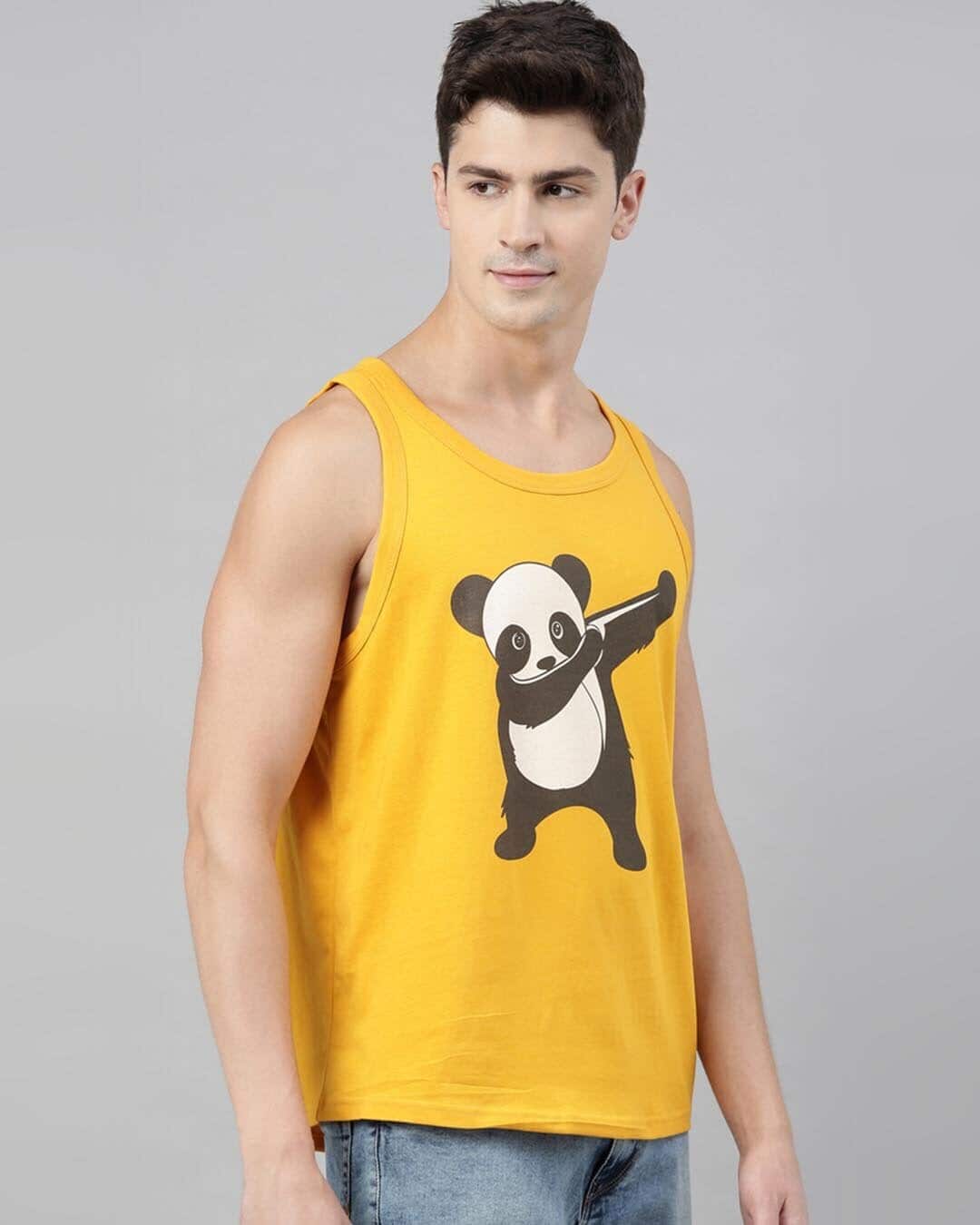 Shop Dab Dance Panda Mustard Vest-Back