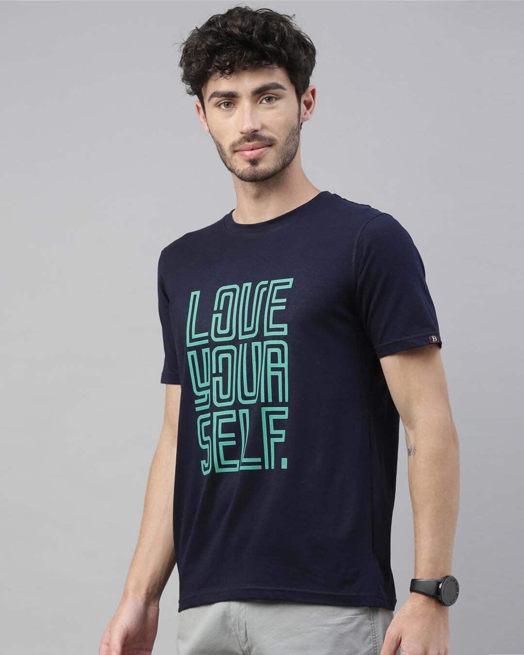 Buy Love Self T-Shirt for Unisex Blue Bewakoof