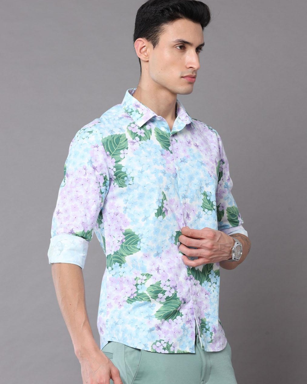 Shop Men's White Seasonal Floral Printed Slim Fit Shirt-Back