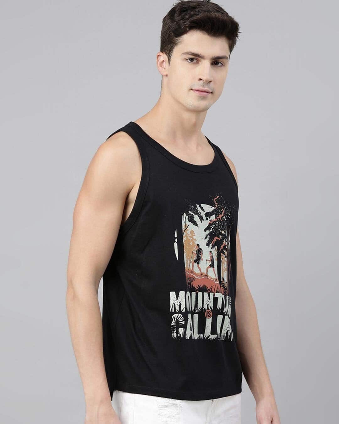 Shop Mountain Is Calling Black Vest-Back