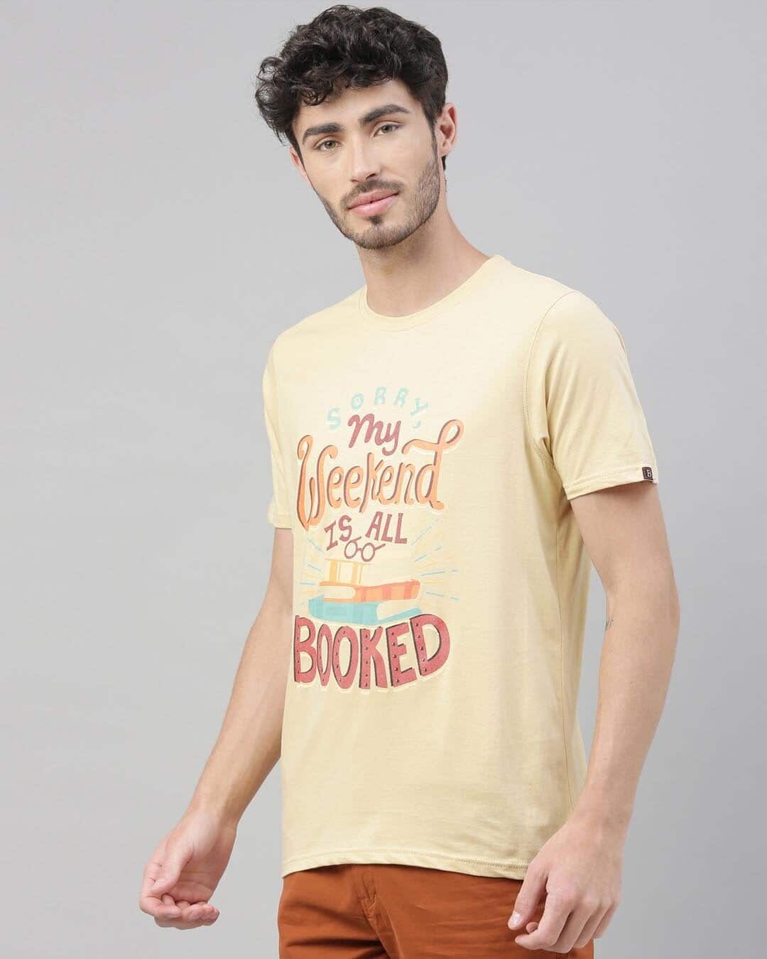 Shop My Weekend Is Booked Printed T-Shirt-Back