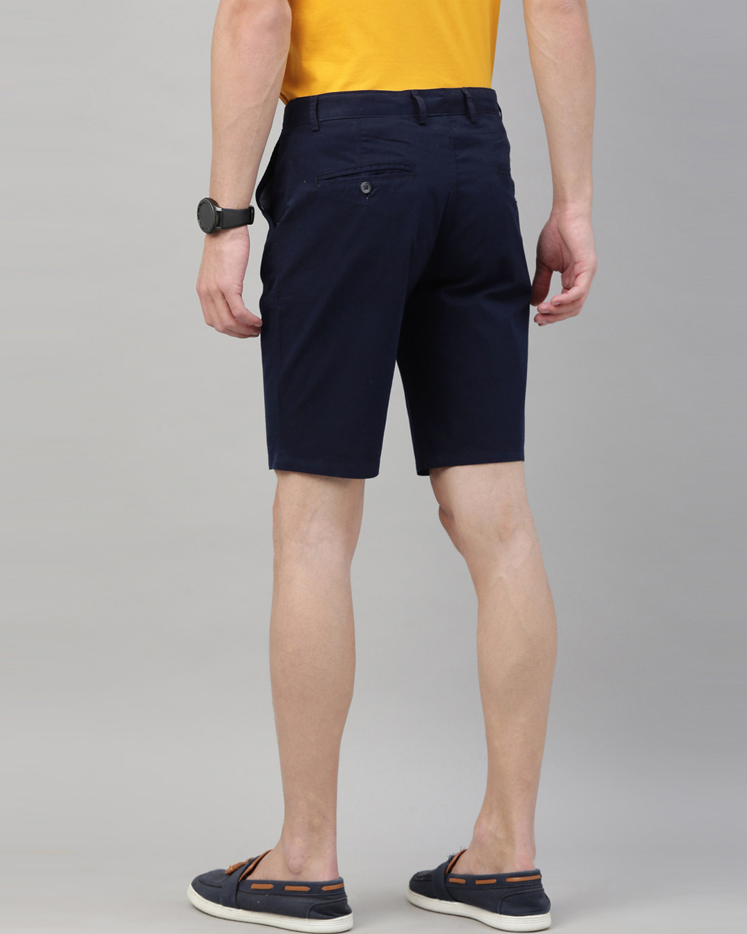 Shop Men's Navy Blue Solid Casual Shorts-Back