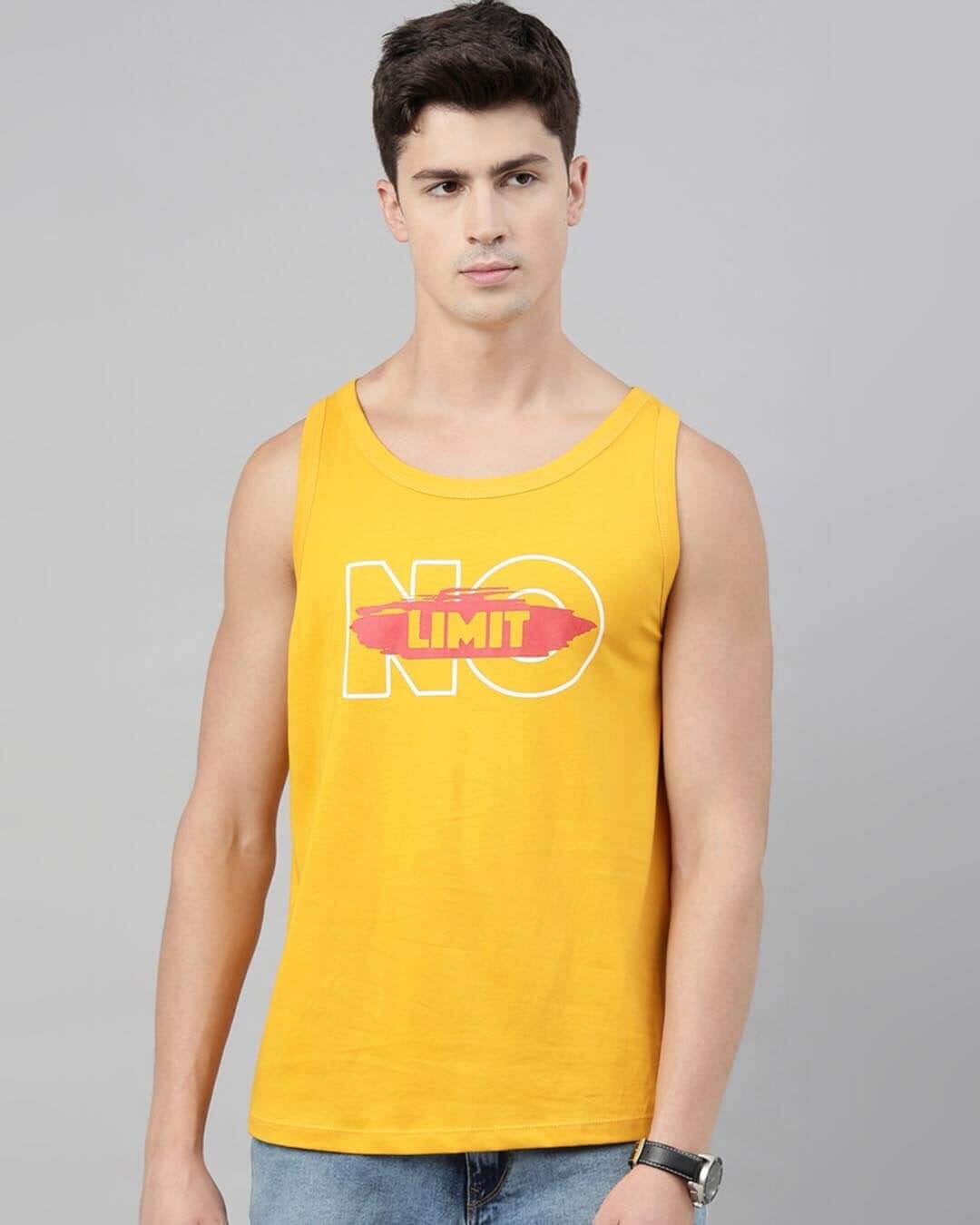 Shop No Limit Mustard Vest-Back
