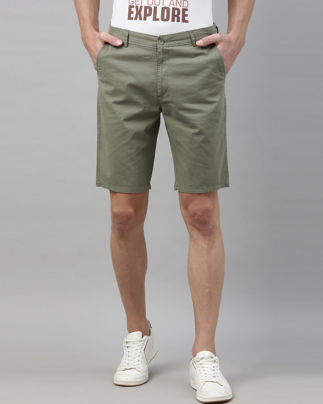 Buy Men's Sage Green Solid Casual Shorts Online at Bewakoof