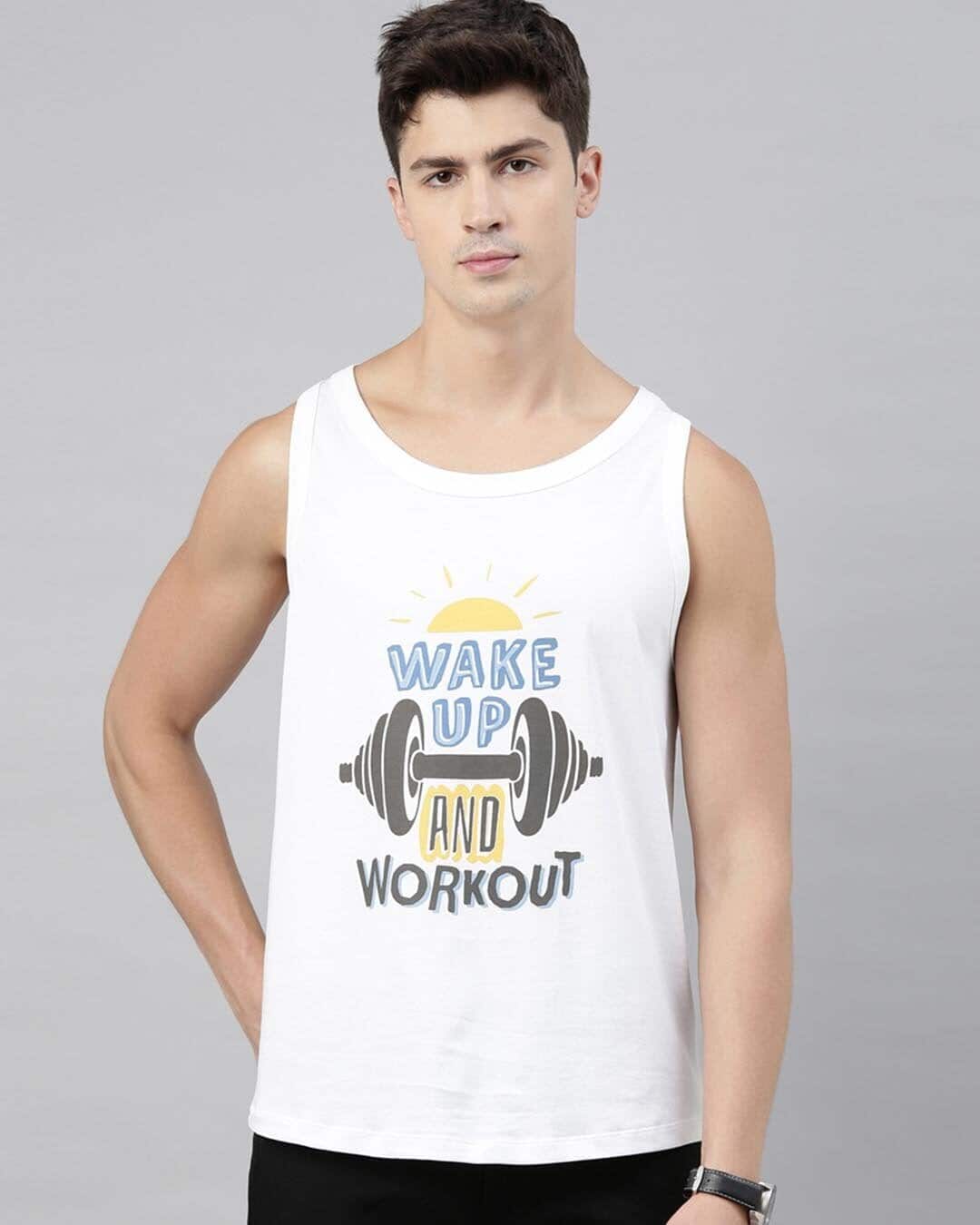 Shop Wake Up & Work Out White Vest-Front