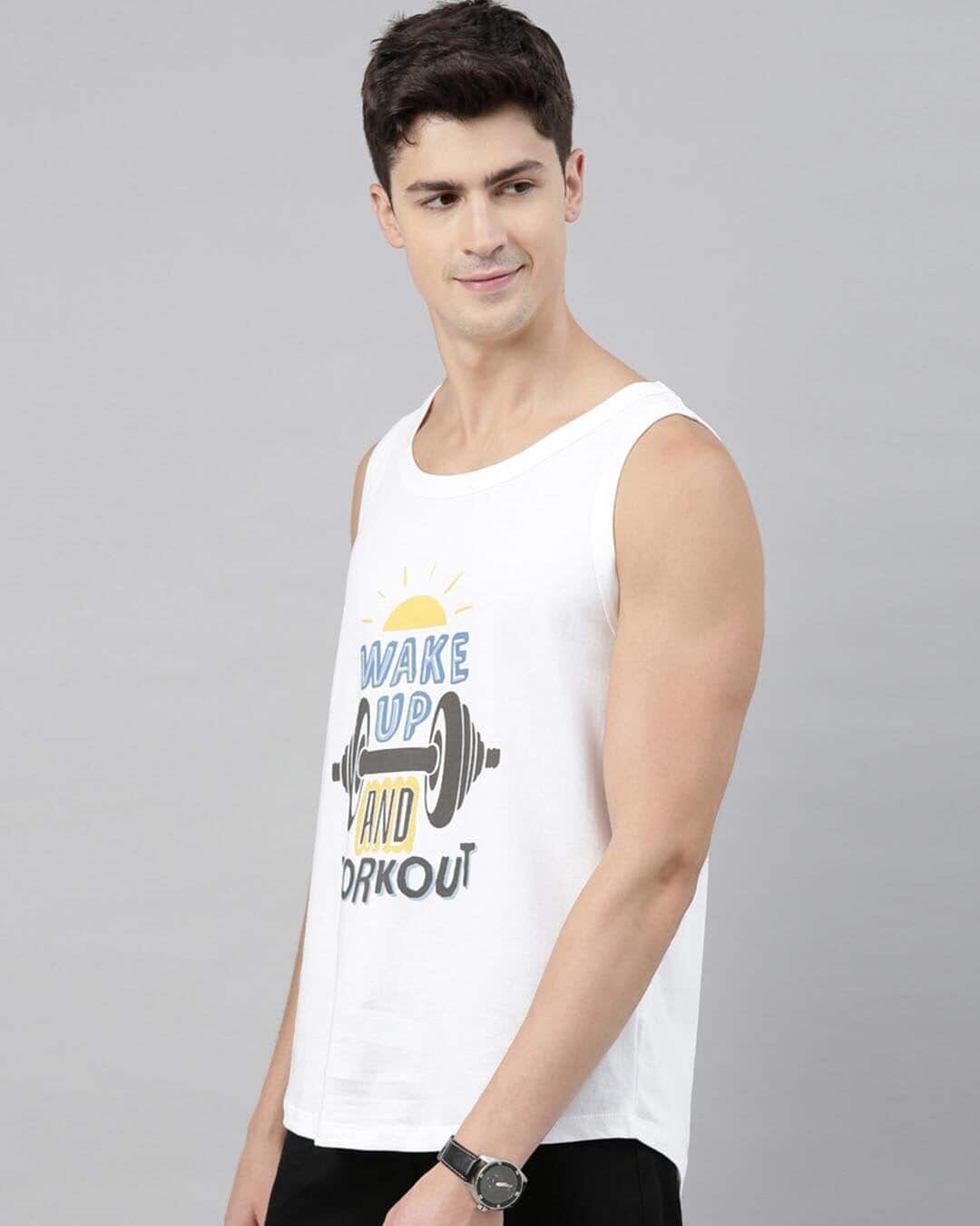 Shop Wake Up & Work Out White Vest-Back