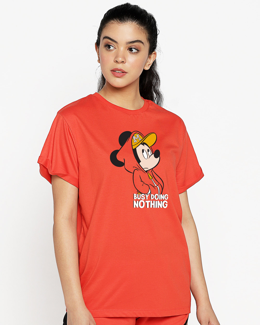 Buy Busy Doin Nothing Boyfriend TShirt for Women red Online at Bewakoof
