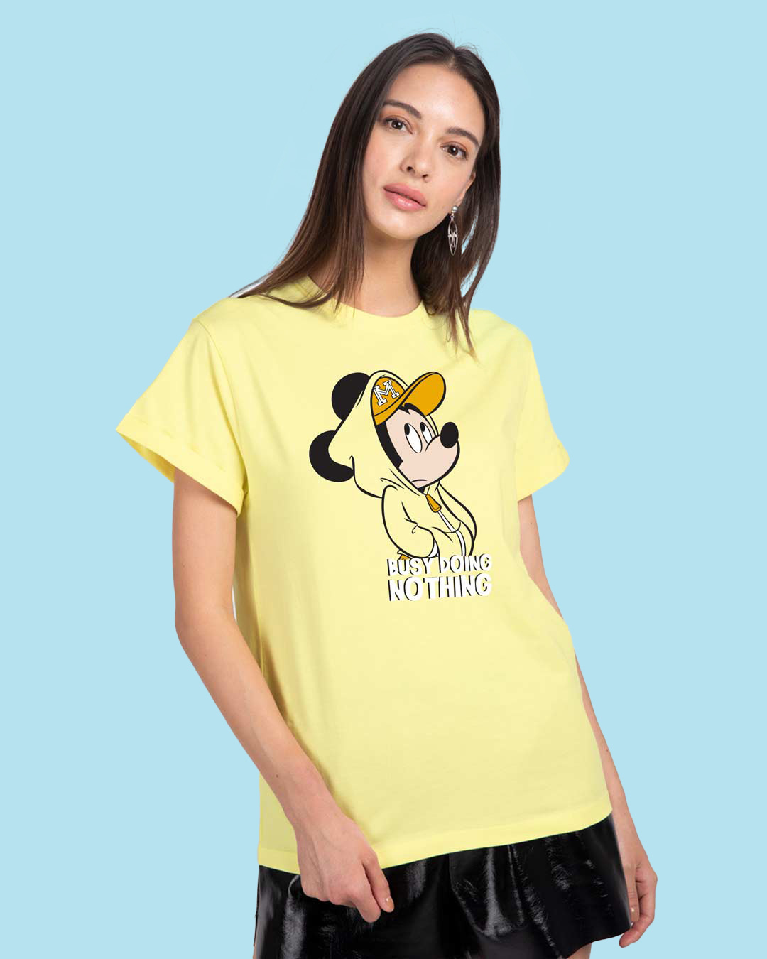 Buy Busy Doin Nothing Boyfriend T-Shirt (DL) Pastel Yellow Online at ...