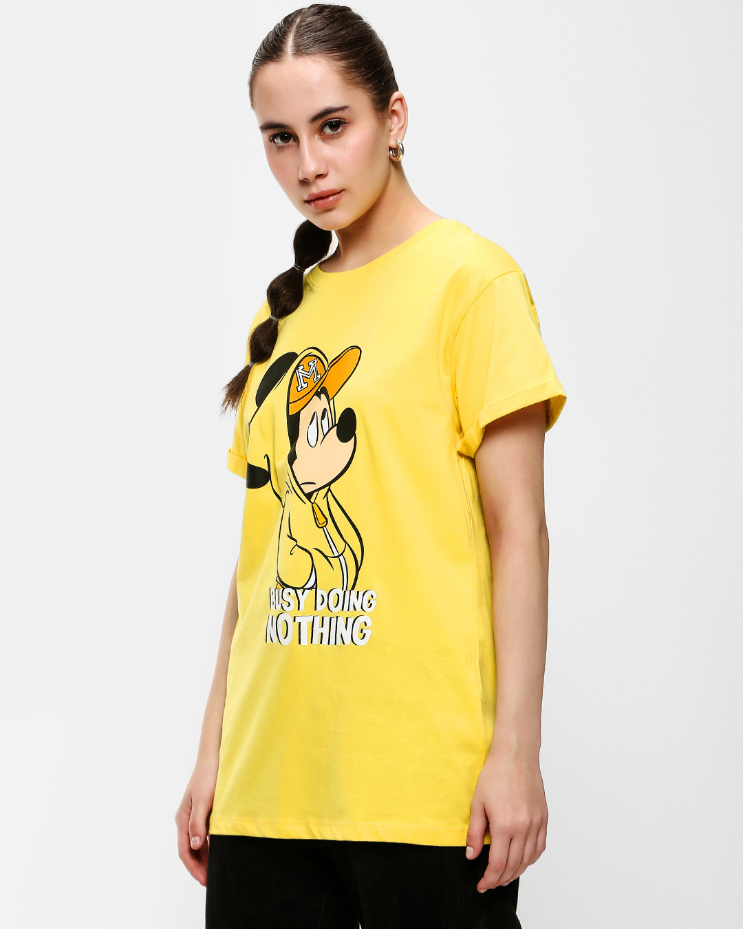 Shop Busy Doin Nothing Boyfriend T-Shirt (DL) Pineapple Yellow-Back