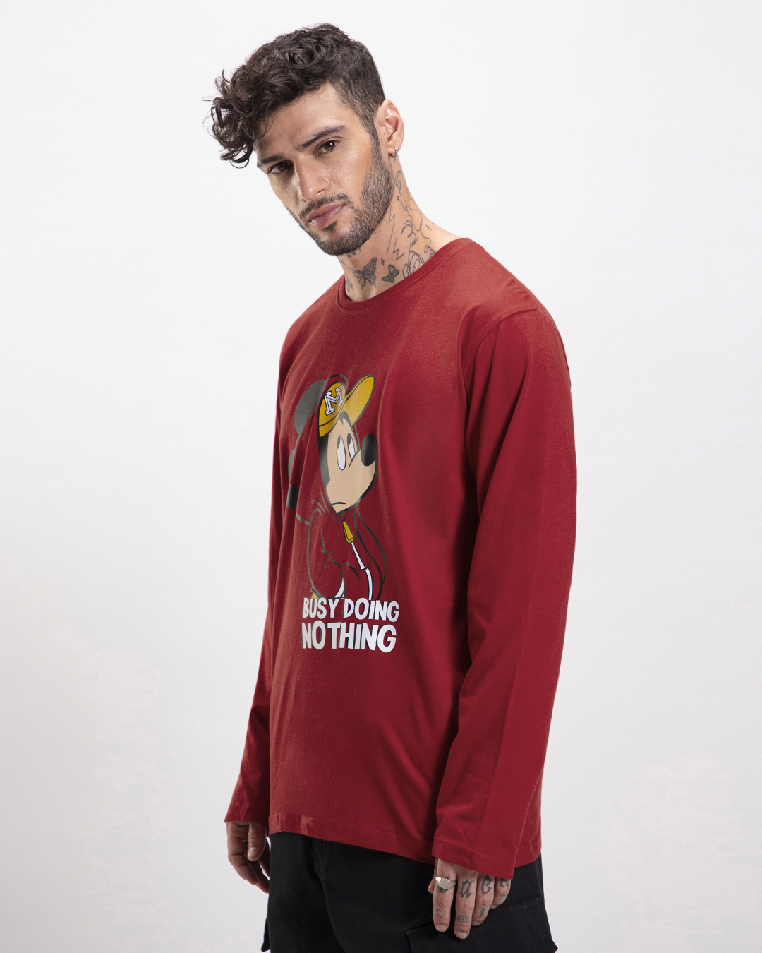 Shop Men's Red Busy Doin Nothing Graphic Printed T-shirt-Back